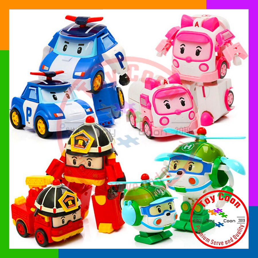 Poli SATUAN Poli Dus Transform Robot Jadi Mobil POLI SET POLI ROY HELI AMBER ROBOCAR POLI Shopee Indonesia