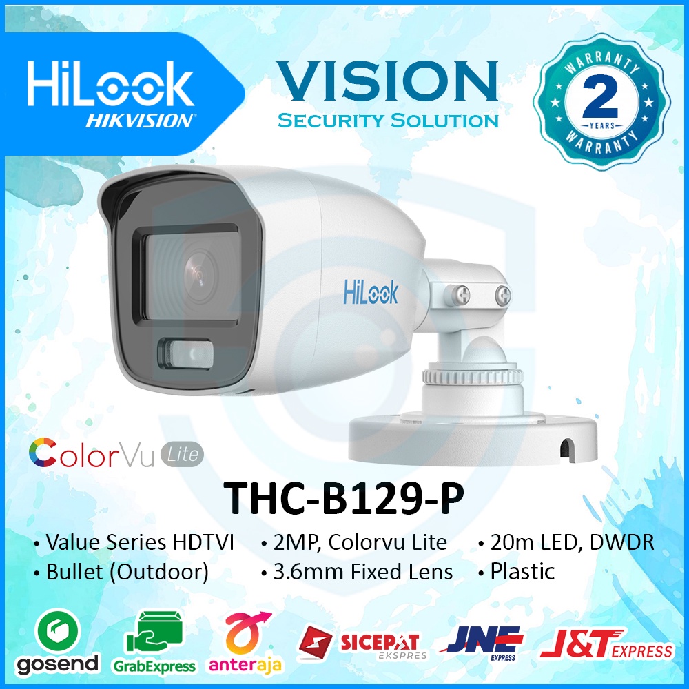 Kamera CCTV HDTVI Hilook by Hikvision Outdoor 2MP THC-B129-P Colorvu