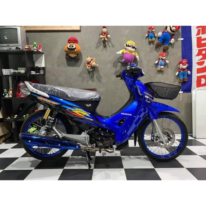 striping wave 125s karisma biru hitam