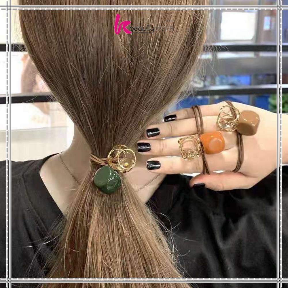 KB-C328 C336 Ikat Rambut Korean Style / Karet Ikat Rambut Karakter Batu ala Korea / Karet Rambut Fashion / Aksesoris Rambut Wanita-4