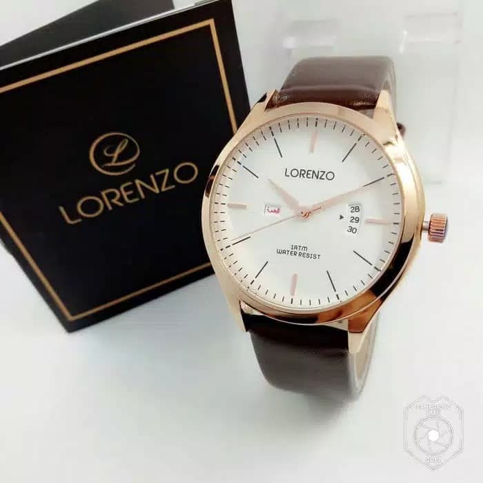 Harga Promo Jam Tangan Pria Lorenzo Original Tali Kulit Premium HW129