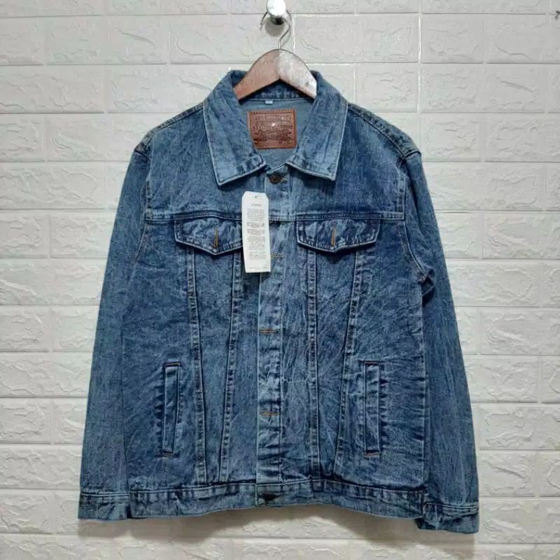 JAKET JEANS PRIA WANITA JAKET JEANS SANDWASH CASUAL SIZE M L XL XXL XXXL JAKET JEANS COWOK CEWEKj