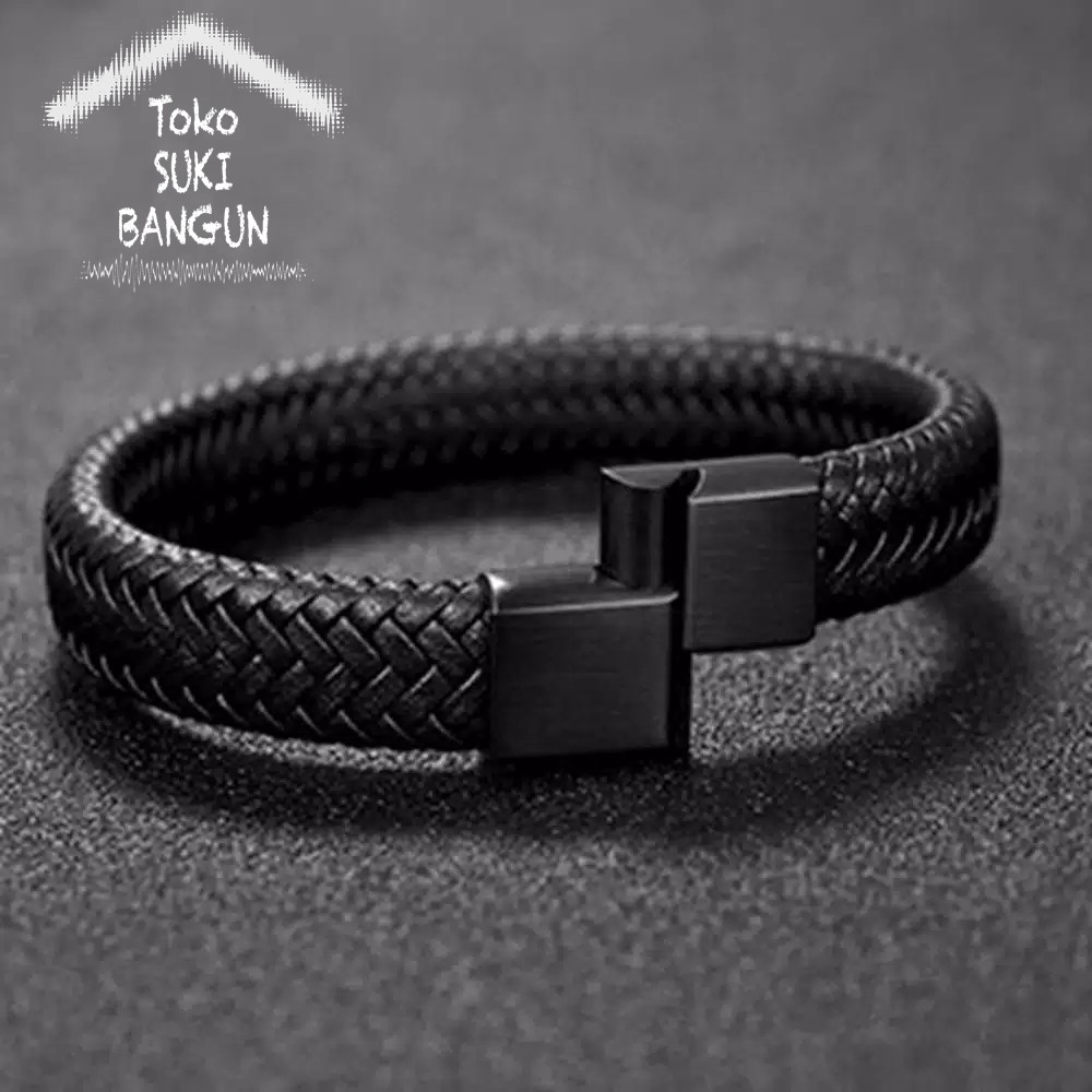 Gelang Kulit Pria / Gelang Cowok / Bracelet Men Braided Fashion MB-008