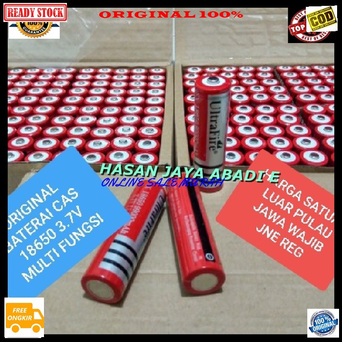 G281 Ultrafire ori 100% baterai 3,7V volt 18650 battery batere cas casan charger charging Rechargeable Lithium batu baterry universal multi elektonik batery original G281   Harga SATUAN BKN SEPASANG  Dimensi baterai panjang 6,4cm x lebar 1,8 cm  Dapat Dig