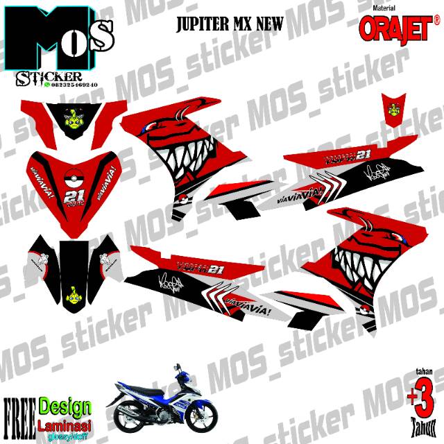 Decal sticker stiker motor JUPITER MX NEW shark/hiu.