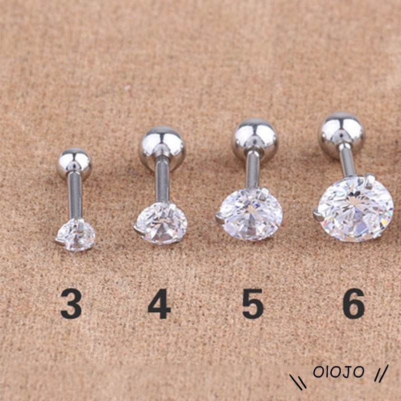 Two Penggunaan Tulang Rawan Tragus Anting Stainless Steel Mode Kristal Anting Zirkon Mini - ol