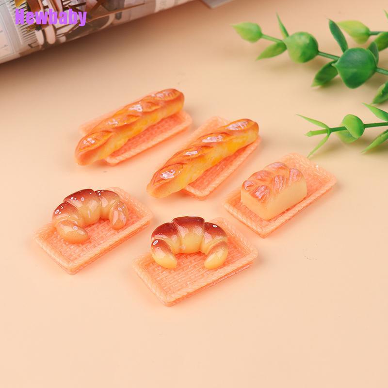 (Newbaby) 5pcs / Set Mainan Miniatur Roti Mini Untuk Dekorasi Rumah Boneka