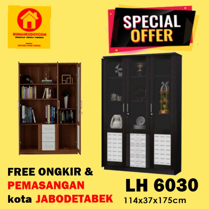 LEMARI DISPLAY MINIMALIS - LEMARI HIAS 3 PINTU - LEMARI HIAS KACA 3 PINTU - LH 6030 - SUPER