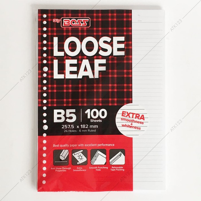 

Jual Loose Leaf Big Boss B5 , 26 Holes - Garis isi 100 Lembar Diskon