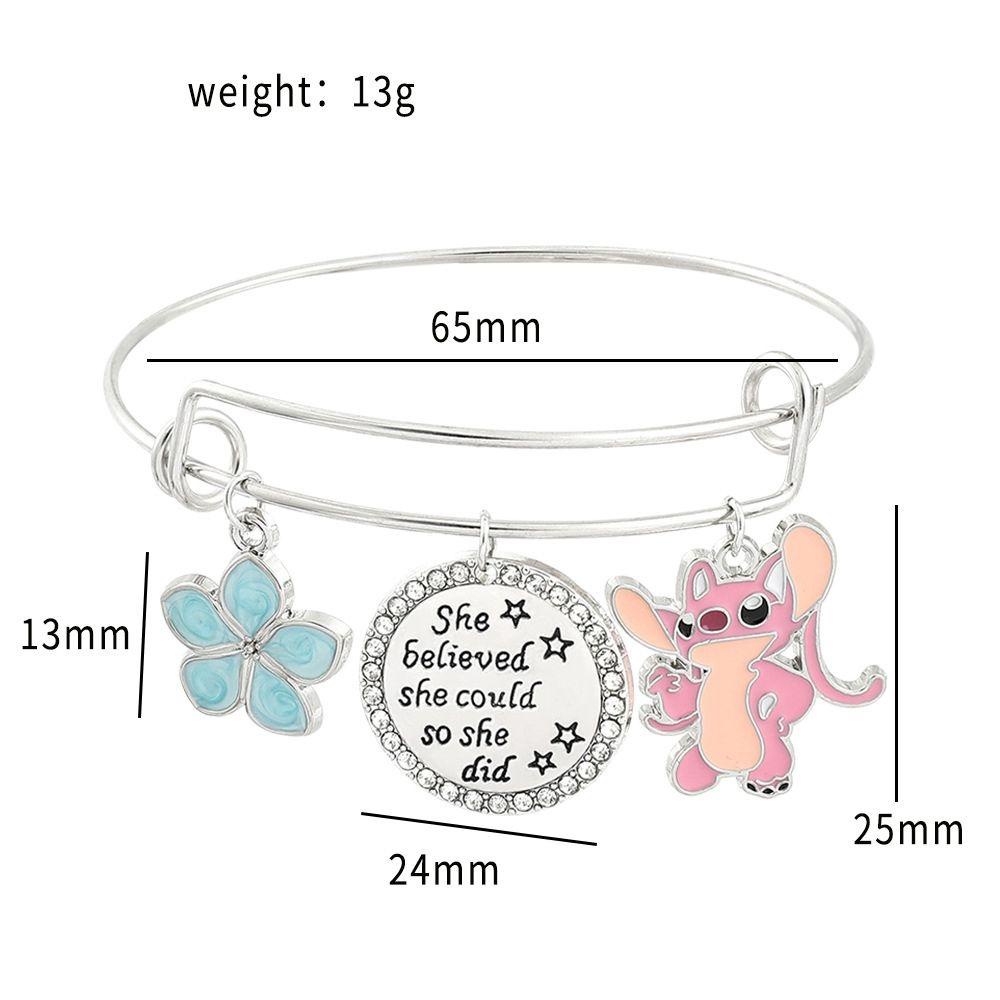 [Elegan] Gelang Anime Kepribadian Lucu Gelang Perak Angel Stitch Kartun Persahabatan Gelang Gaya Korea Bracelets