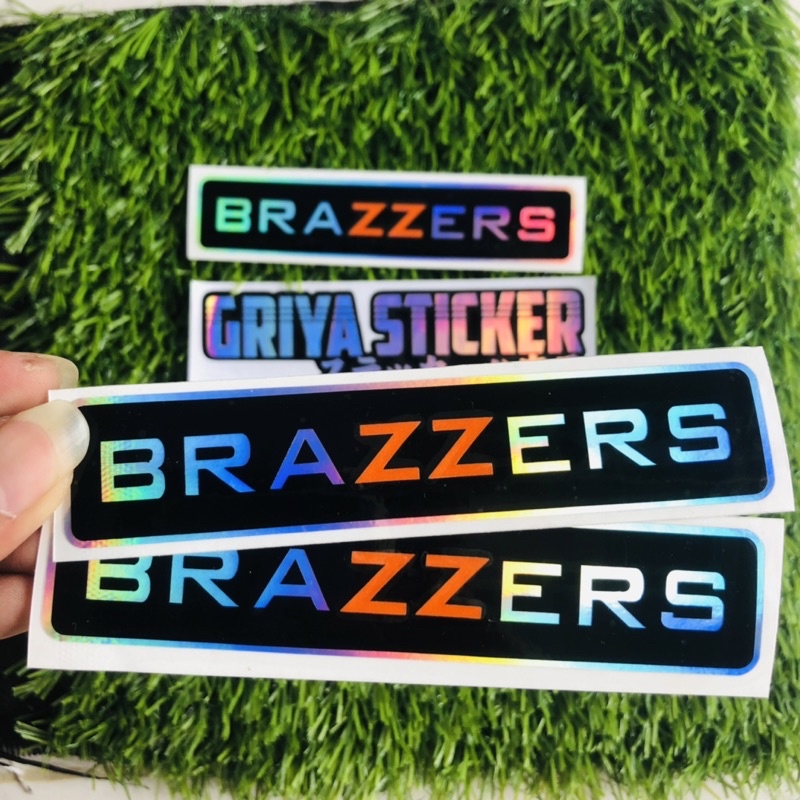 Sticker cutting BRAZZERS stiker hologram viral