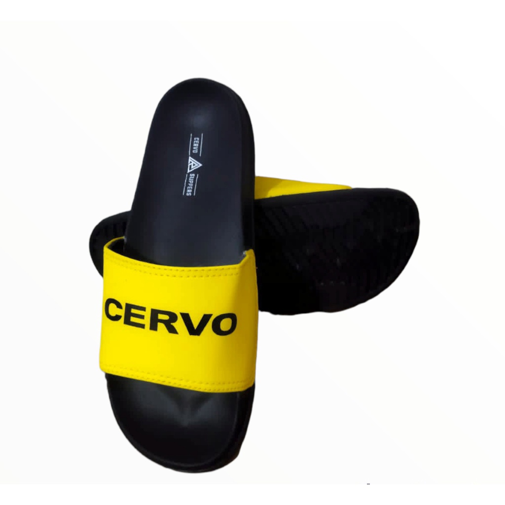 Sandal Slide Pria Cervo Anti Slip Eva Phylon Rubber Black Yellow