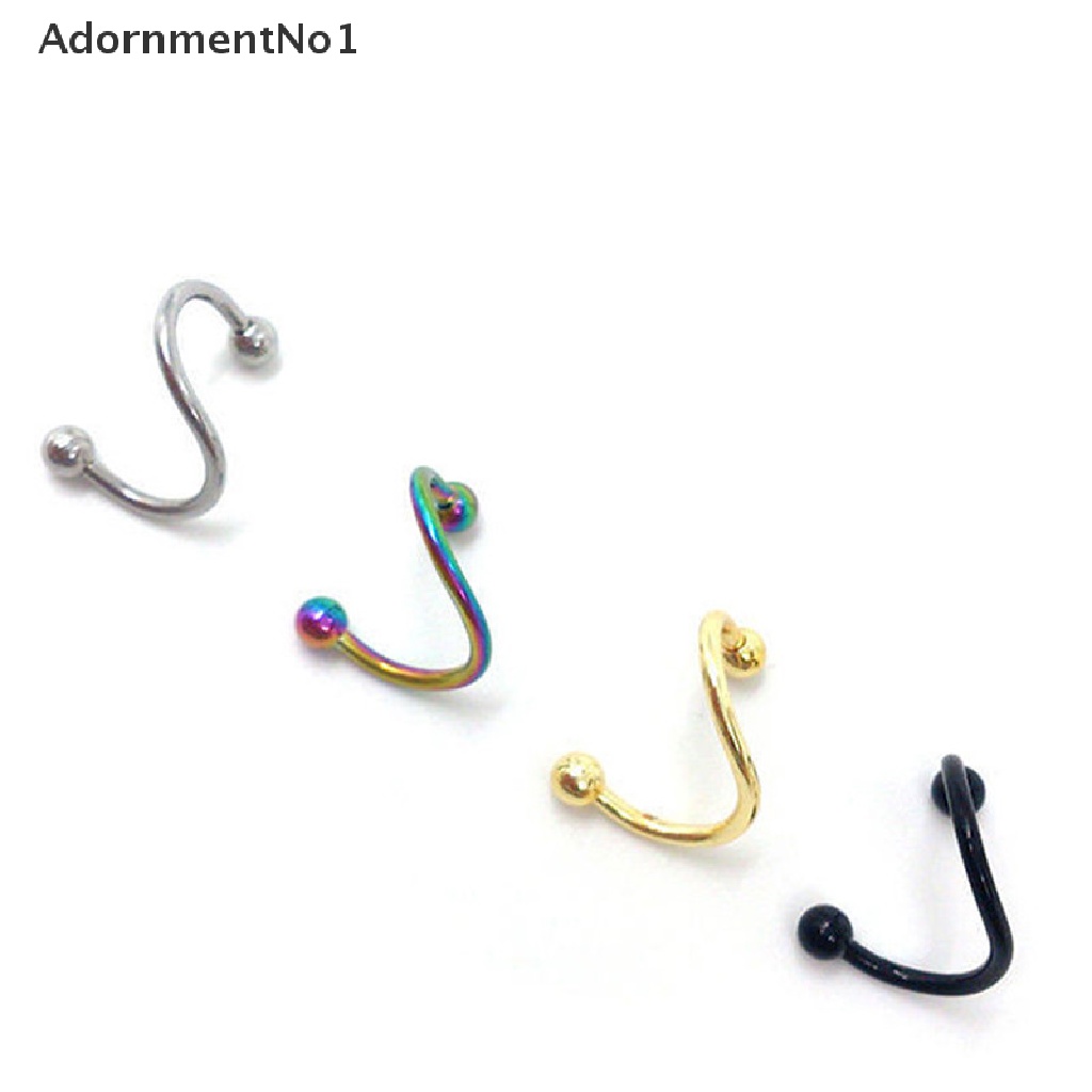 (AdornmentNo1) Cincin Tindik Telinga / Hidung / Bibir / Tubuh Bentuk Spiral Bahan Stainless Steel Gaya Punk