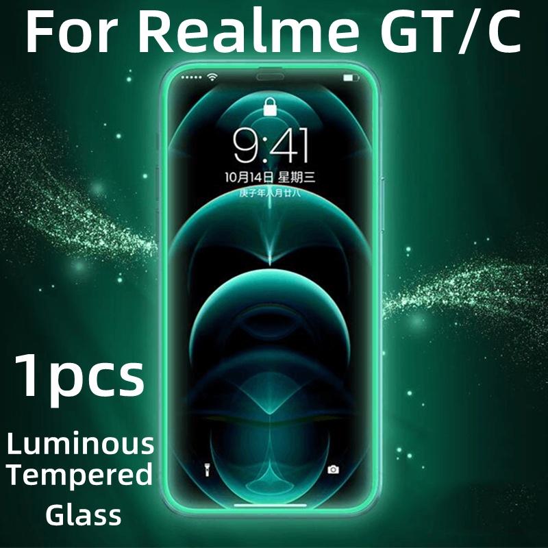 1pc Pelindung Layar Tempered Glass Luminous Untuk Realme 5 6 7 8 Pro 5i 6i 7i 8 4G 5G C3 C11 C12 C15 C17 C20 C21 C25 Realme GT NEO 2T 3 2T