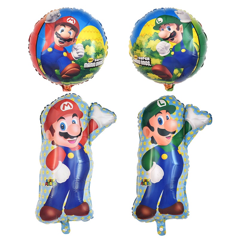 5pcs / lot Balon Aluminum Foil Desain Super Mario Luigi Untuk Dekorasi / Hadiah / Mainan Bayi