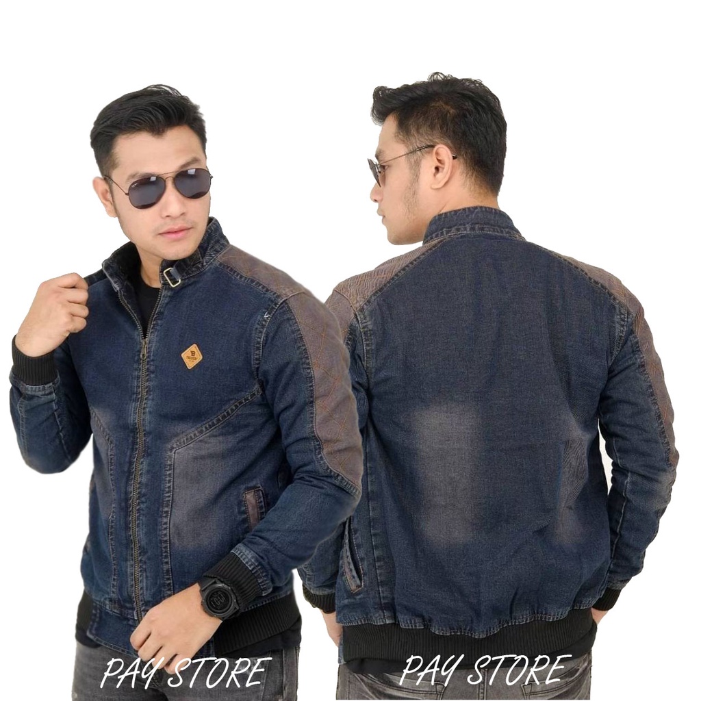 COD Jaket Jeans Pria Keren - Jaket Jeans The Bery - Jaket Denim Pria Logo Kulit Terbaru