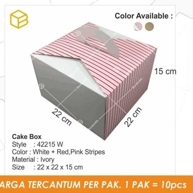 

➤ 42215 White - Dus kue | cake box | Box | Dus | Kemasan - White RedStripe ❋