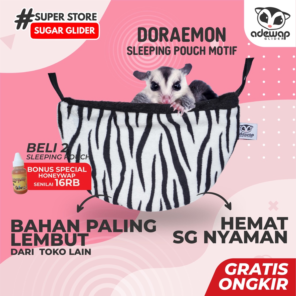 ADEWAP GLIDER Sleeping Pouch For Sugar Glider Kantong Doraemon - Motif