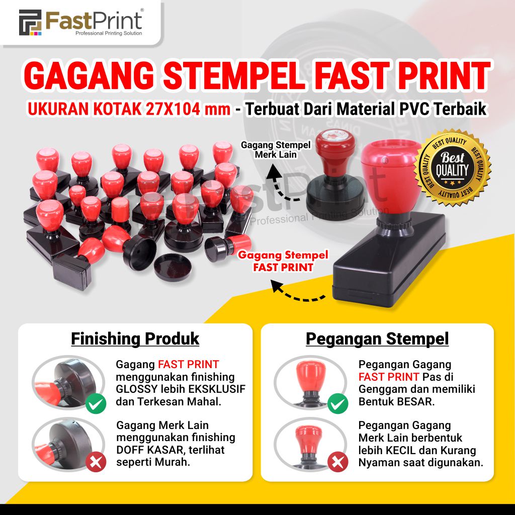 Gagang Stempel Flash Warna Ukuran Kotak 27X104mm