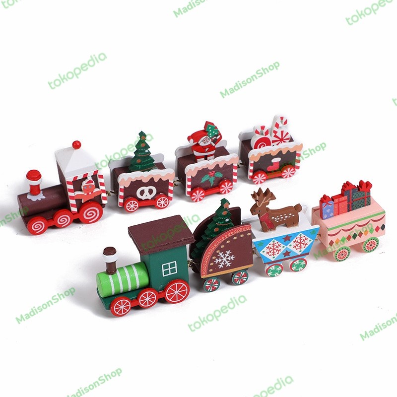 Kereta Kayu Candy Natal Christman Train Model Permen Kqdo Natal Murah