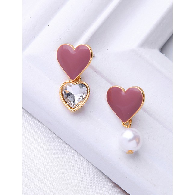 LRC Anting Tusuk Fashion Drop Glaze Love Pearl Earrings D13955