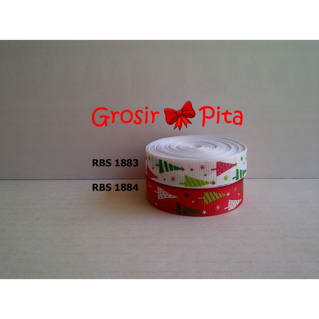 

(25 yard) Pita Grosgrain Motif Natal RBS 1883,1884 | Pita Motif Christmas | Toko Bahan Craft | Grosir Pita