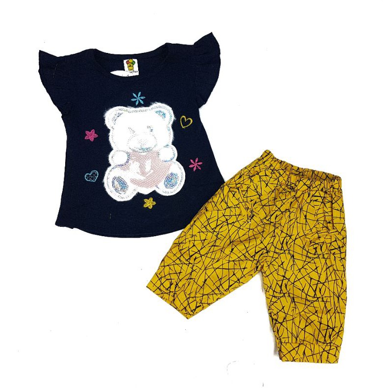 Setelan fashion baju anak perempuan 2-7 tahun motif bear sr.248