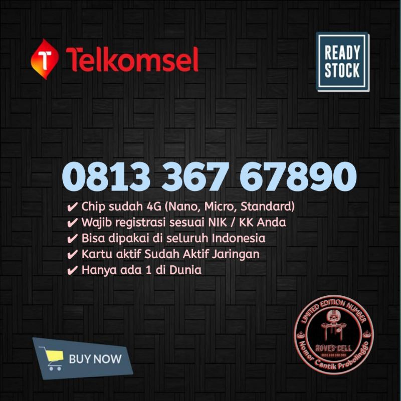 NOMOR CANTIK TELKOMSEL 4G LTE SERI NAIK RAPI 0813 367 67890