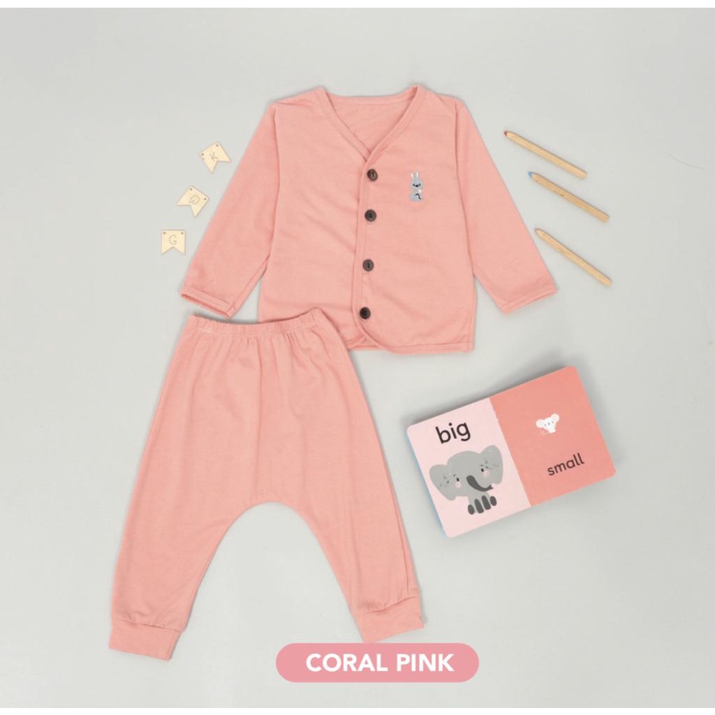 Mooi Long Button Set - Setelan Anak Unisex/Piyama bayi/Baju bayi
