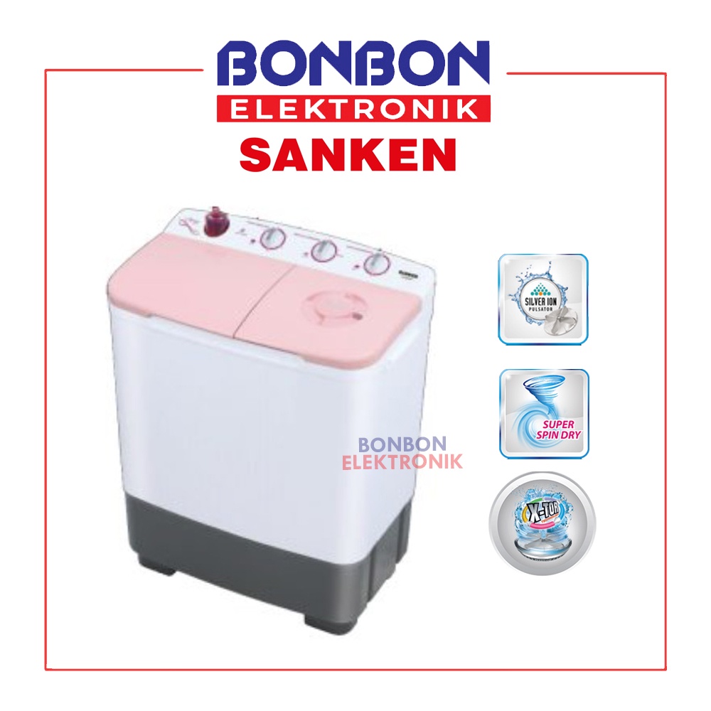 Sanken Mesin Cuci 2 Tabung 7KG TW 8663 FPK / TW8663FPK X-TOR TECH