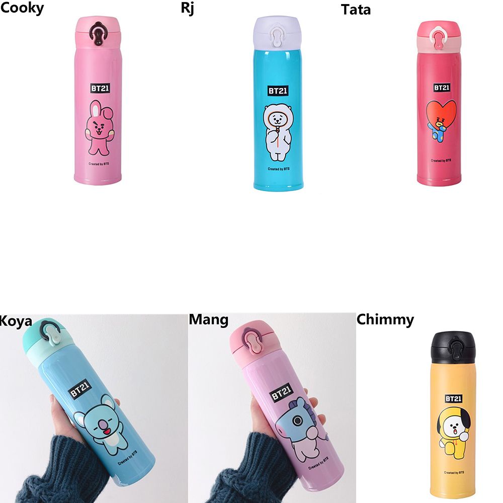 WONDERFUL Van Thermos Cup Tata Kpop BTS BT21 Vacuum Cups Cooky Rj Mang Chimmy Shooky Koya Water Bottle