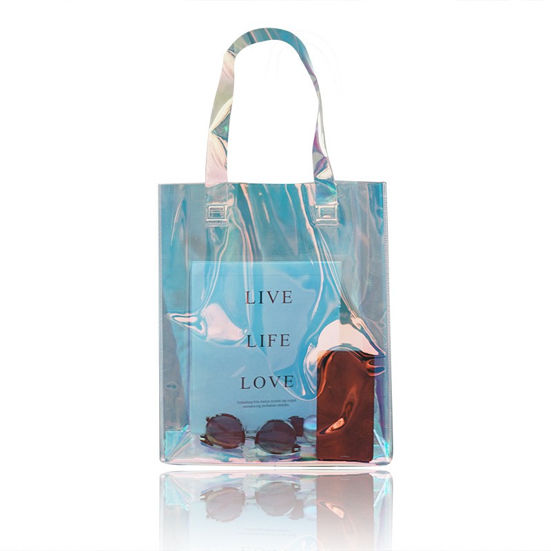 Lady High quality transparent laser PVC tote bag Tas transparant bahu wanita - Laser