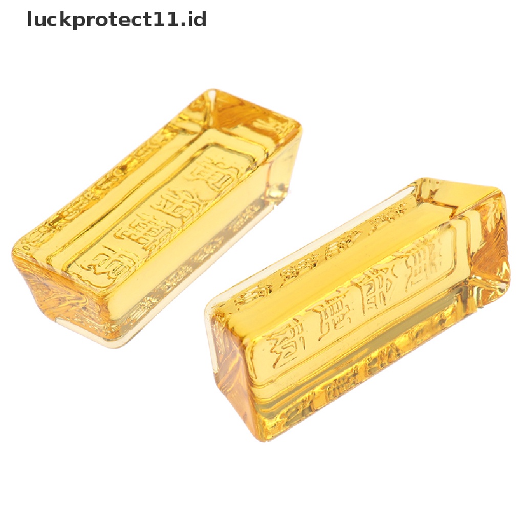 // Hg &amp; ID// 1pc Ingot Emas Kristal Kuning Cina Feng Shui Untuk Kekayaan Dekorasi Rumah Keberuntungan