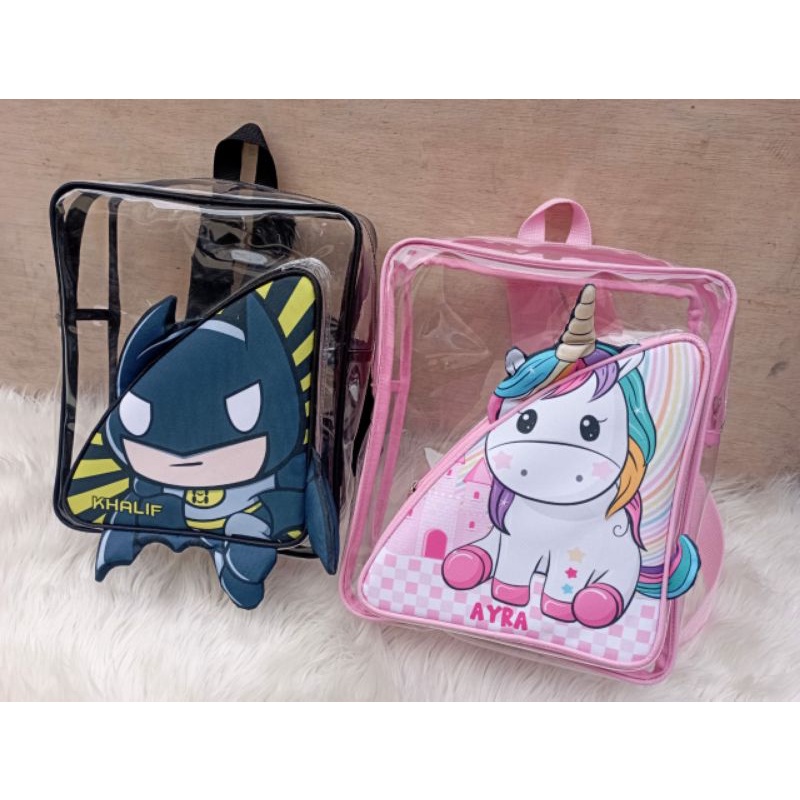 SWIMBAG 3D RANSEL Tas Renang Mika Pvc karakter Anak SOUVENIR HAMPERS ULTAH ANAK LUCU