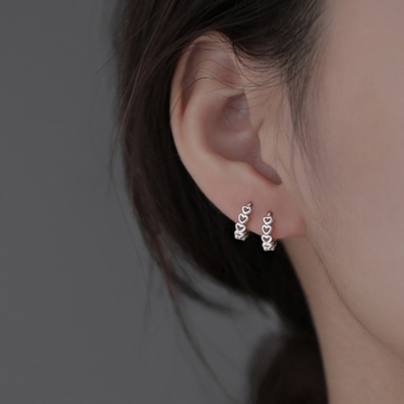 Papaozhu Trendi s925 Perak Infinity Terkait Berongga Jantung Hoop Anting Untuk Wanita Perempuan Sederhana Fashion Kecil Bulat Anting-Anting Kasual Perhiasan Aksesoris