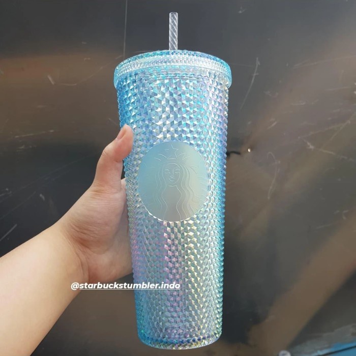 Jual Tumbler Starbucks Studded Bling Blink Light Blue Ice Icy Tumbler