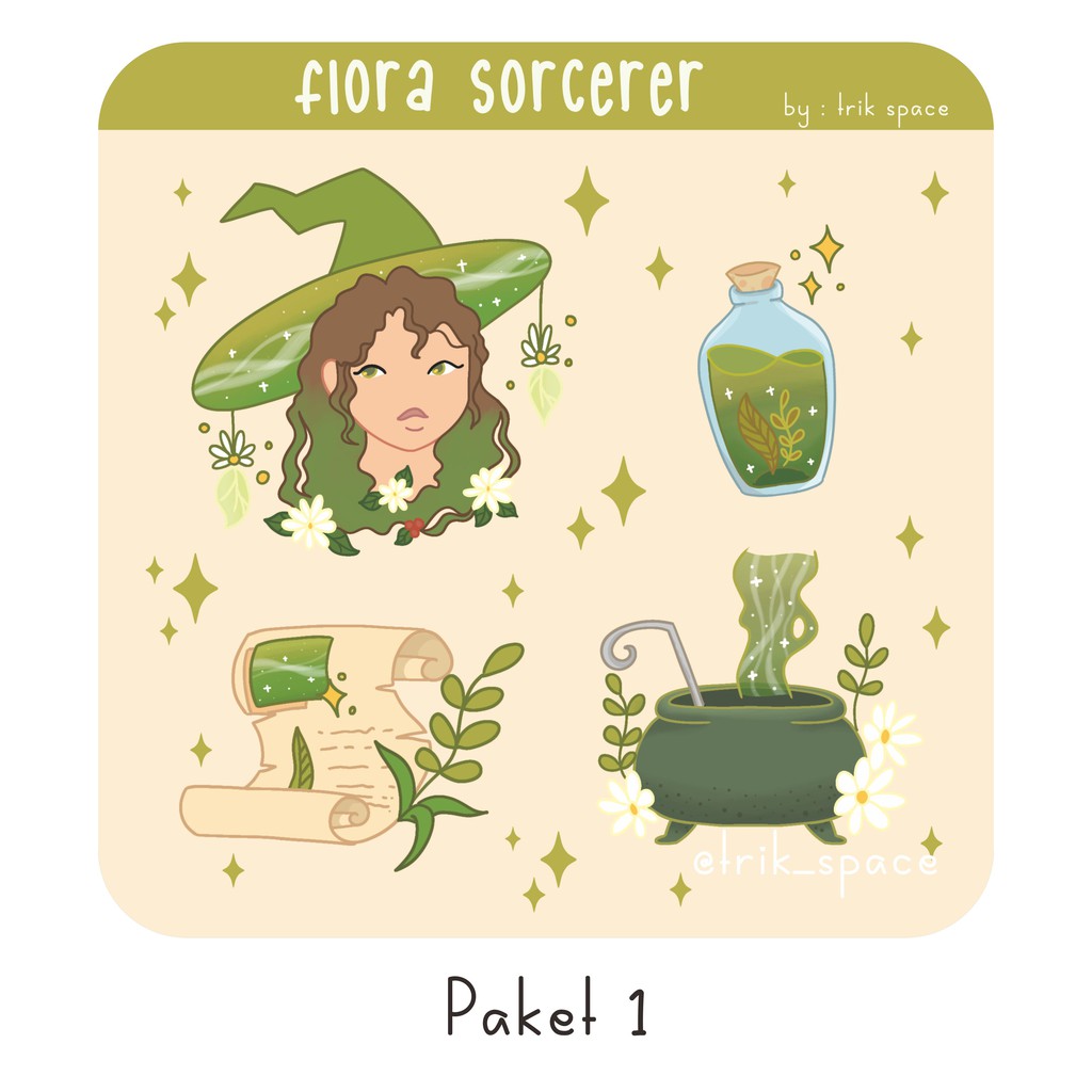 

stiker penyihir / witch sticker set / isi 4