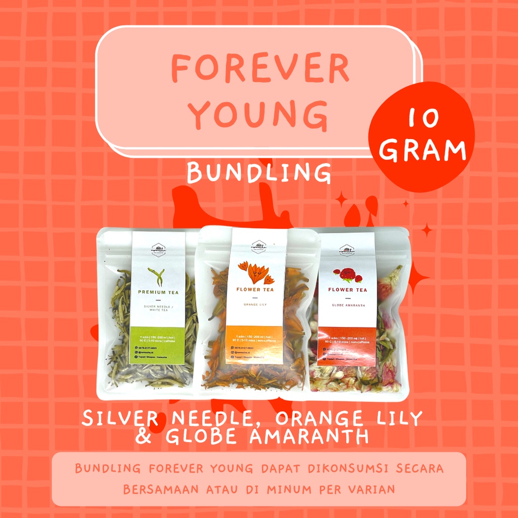 

BUNDLING PROMO : Forever Young (Silver Needle, Orange Lily & Globe Amaranth) Dried Flower Tea