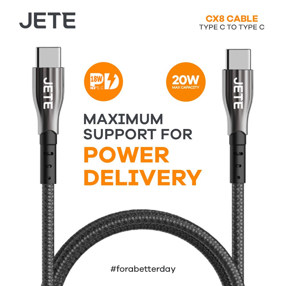 Kabel Data Kabel USB Type C to Type C Power Delivery JETE CX8