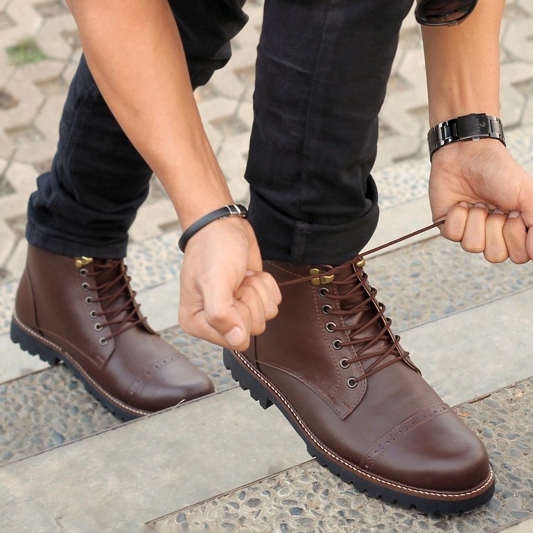 Arpegio Brown | 39-45 | Sepatu Boots Kulit Asli Safety Boot Vintage Klasik Besi Original Ori | Reyl Man x FORIND