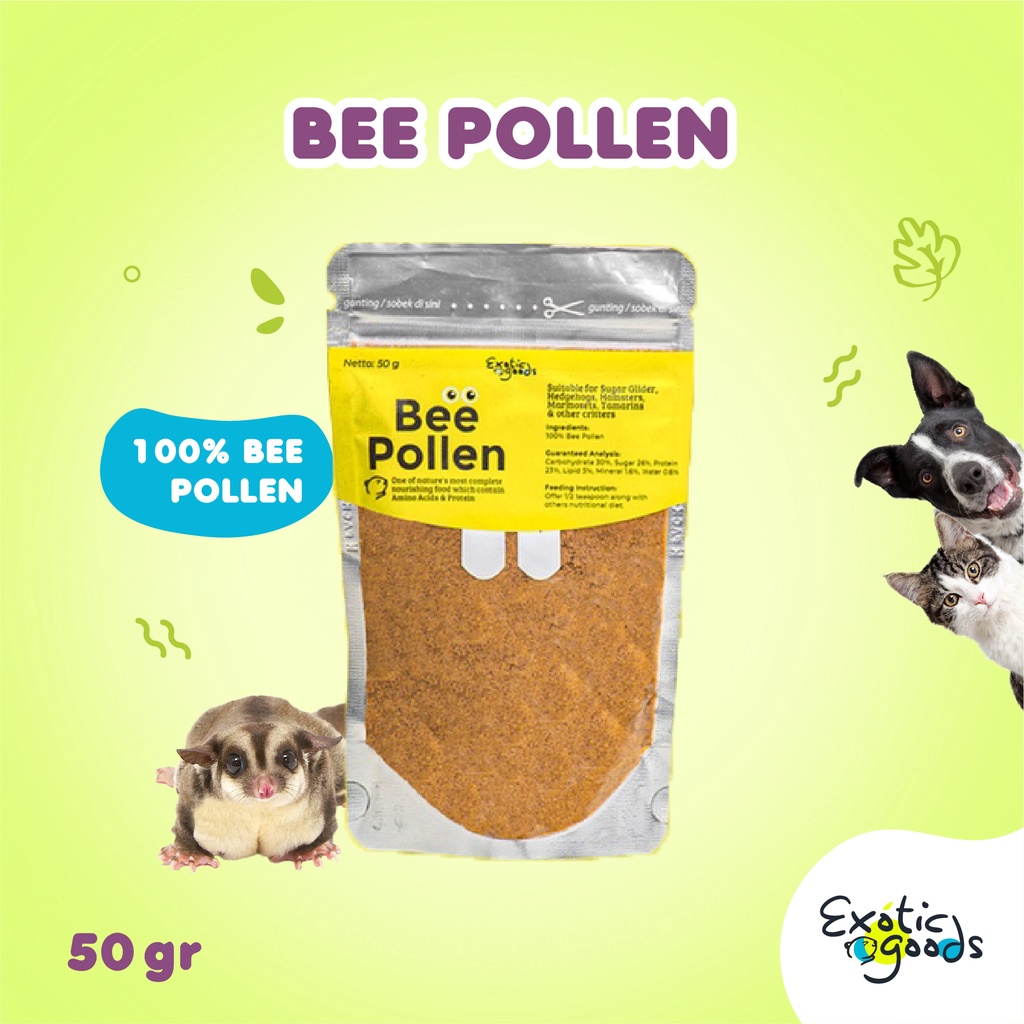 EXOTICGOODS BEE POLLEN 50g VITAMIN SUGAR GLIDER BEE POLLEN SUGAR GLIDER MADU SUGAR GLIDER MADU HEWAN HAMSTER