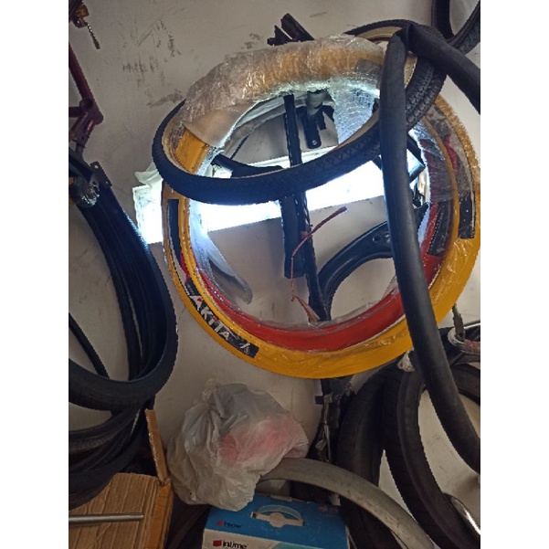 velg fixie roadbike 5cm polos & 4cm breakline perbiji 700c orange kuning akita fuel alloy
