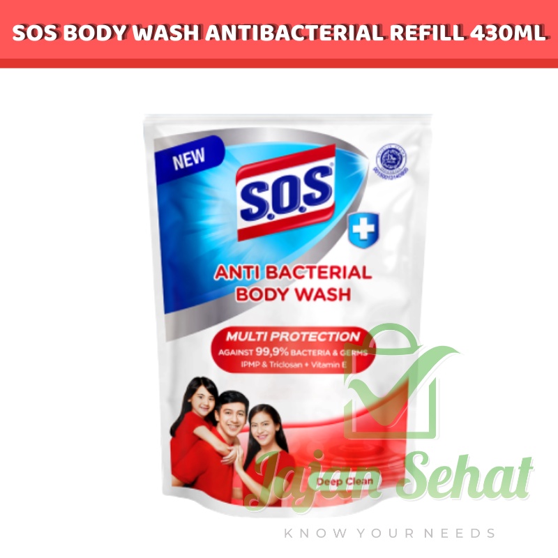 Sos Body Wash Antibacterial Refill 430ml Deep