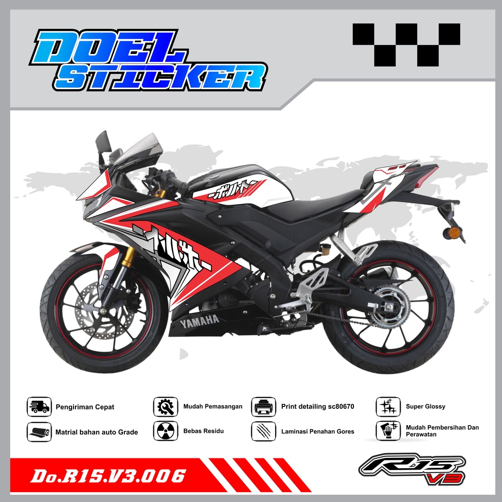 STICKER STRIPING R15 V3 - STICKER STRIPING SEMI FULL LIST VARIASI HOLOGRAM , CROME R15 V3 DOEL 006