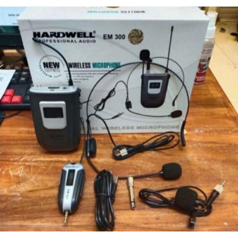 Microphone Wireless Hardwell EM 300 Clip On Bando Original