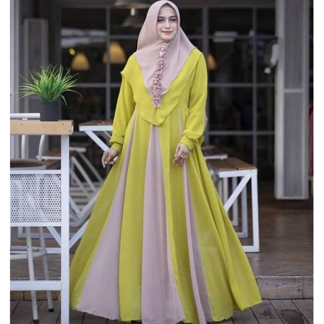 Model Baju Jubah Kain Sifon Terbaru : 25 Model Gamis Sifon ...