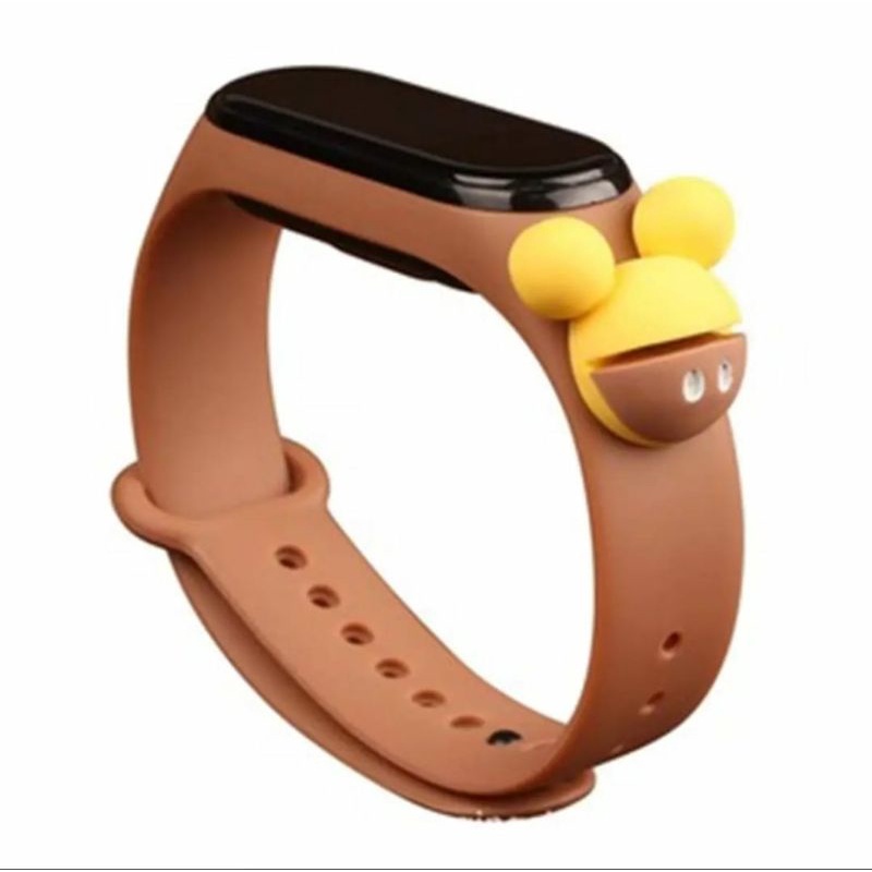 Jam tangan anak Elektronik LED display Tahan Air karakter motif kartun lucu  bahan rubber-Brown Mickey