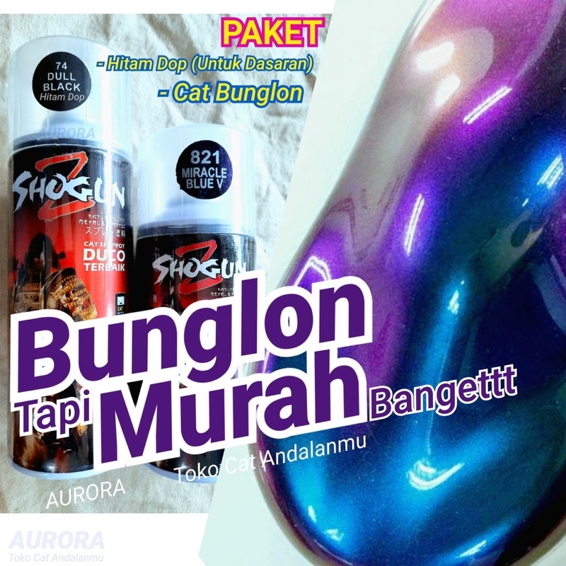 PAKET Shogun Z Dull Black 74 + Miracle Blue Violet 821 / Pilox Hitam doff + cat bunglon Biru Ungu 3D
