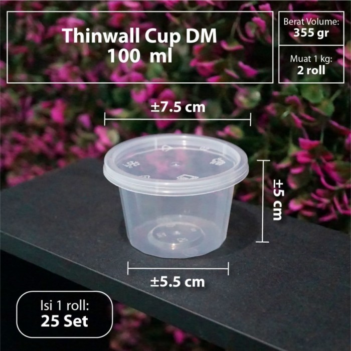 Thinwall / Cup Pudding / DM-100 ml - isi 25 set Cup Rujak - Cup Sambel