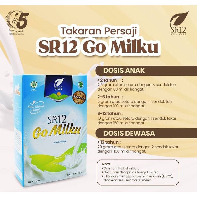 

GOMILKU SR12 SUSU KAMBING ETAWA KWALITAS PREMIUM/ GOAT MILK BUBUK TANPA GULA/ SUSU BPOM